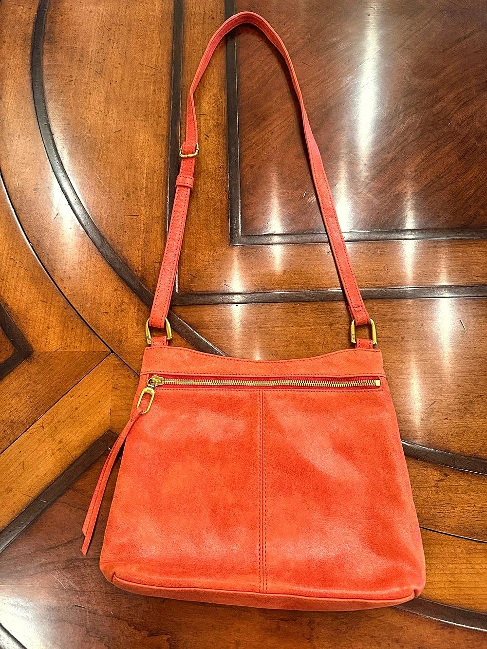 HOBO Leather Crossbody Bag in Orange